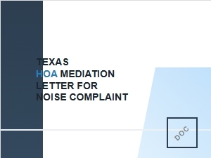 Texas Hoa Mediation Letter for Noise Complaint Sample