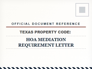 Texas Property Code Hoa Mediation Requirement Letter Sample