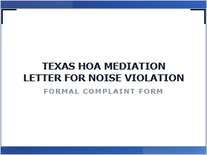 Texas Hoa Mediation Letter for Noise Violation Disputes